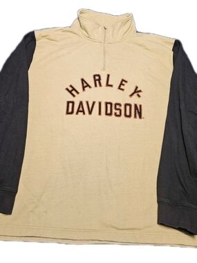 Vintage Harley-Davidson 1/4 Zip - Two-Tone Beige & Black Rare Size 5XL